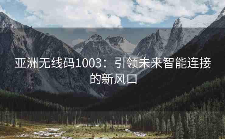 亚洲无线码1003：引领未来智能连接的新风口